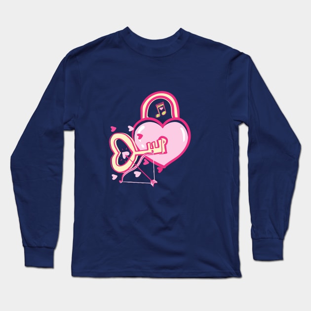 Heart Shaped Lock And Key Long Sleeve T-Shirt by Mr.Dom store